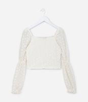 Blusa Cropped Infantil em Tule com Textura Floral - Tam 5 a 14 Anos - 1