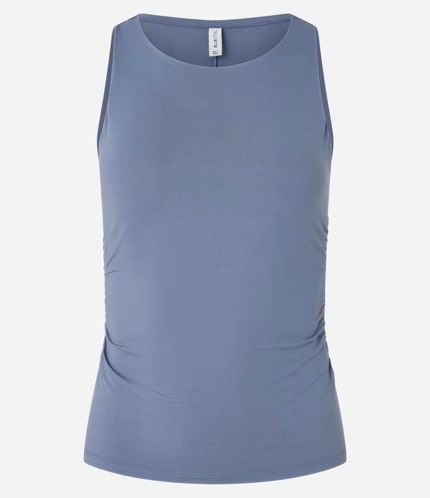 Blusa Regata Ajustada em Microfibra com Franzidos Laterais - 1