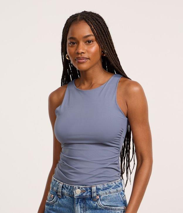 Blusa Regata Ajustada em Microfibra com Franzidos Laterais - 2