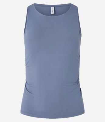 Blusa Regata Ajustada em Microfibra com Franzidos Laterais