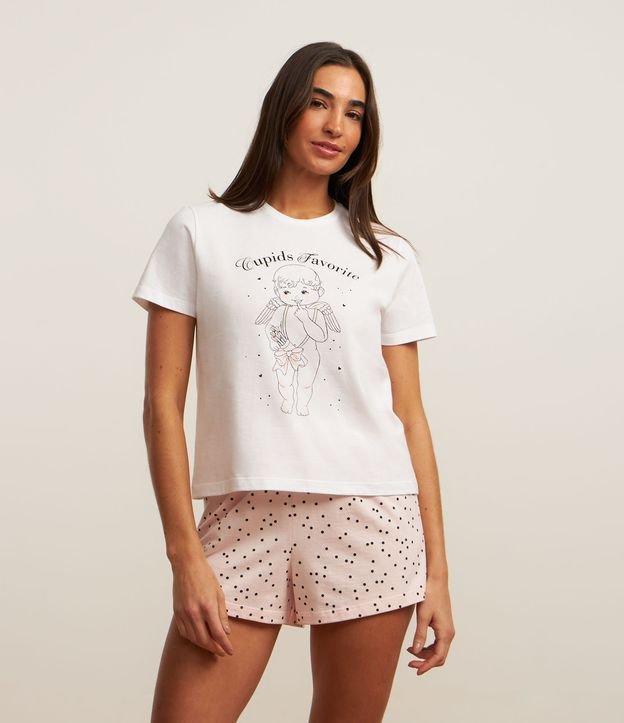 Pijama Short Doll em Algodão com Estampa Cupido e Poá - 2