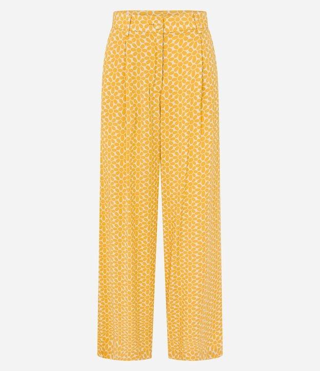 Calça Wide Leg em Viscose Twill com Cintura Alta Estampa Gravataria - 1