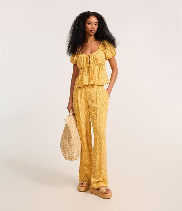 Calça Wide Leg em Viscose Twill com Cintura Alta Estampa Gravataria - 2