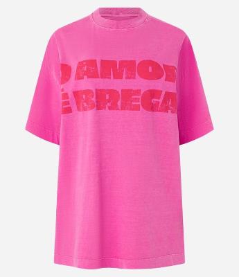 Camiseta Oversized em Algodão com Estampa O Amor é Brega