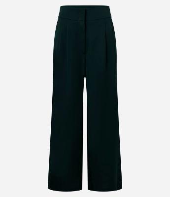 Calça Reta Cintura Alta Alfaiatada com `Pregas