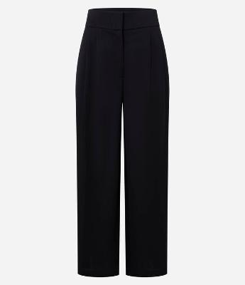 Calça Reta Cintura Alta Alfaiatada com `Pregas