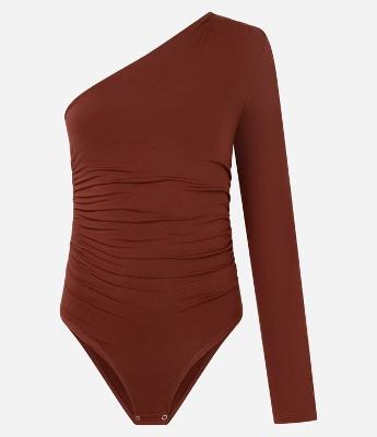 Body com Um Ombro Só e Drapeados Laterais