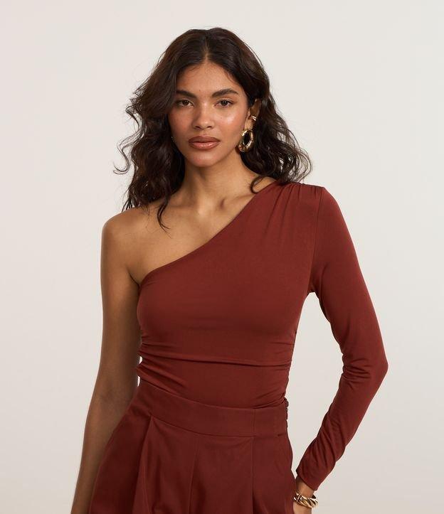 Body com Um Ombro Só e Drapeados Laterais - 3