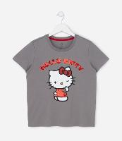 Camiseta Infantil com Bordado Paetê Hello Kitty - Tam 5 a 14 Anos - 1