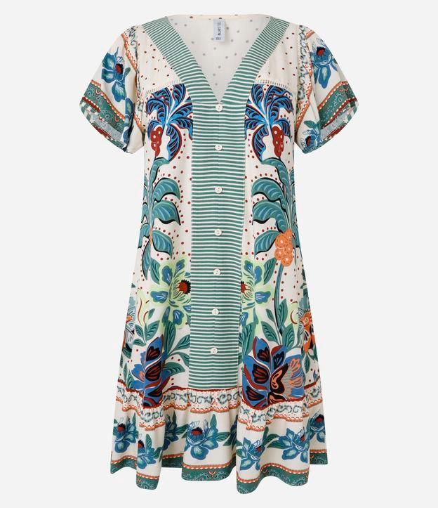 Vestido Curto em Viscose com Estampa Tropical - 1