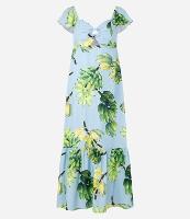 Vestido Longo em Viscose com Babado e Estampa Tropical - 1