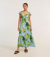 Vestido Longo em Viscose com Babado e Estampa Tropical - 2