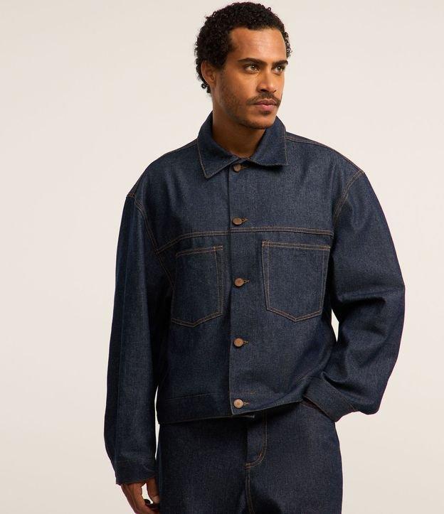 Jaqueta em Jeans com Gola Colarinho e Bolsos - 1