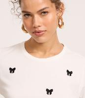 Camiseta Baby Look em Algodão com Lacinhos Bordados - 3