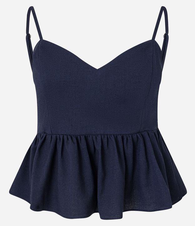 Blusa de Alça em Viscose e Linho com Babado na Barra - 1