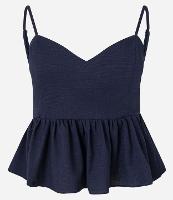 Blusa de Alça em Viscose e Linho com Babado na Barra - 1