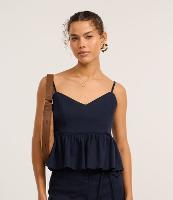 Blusa de Alça em Viscose e Linho com Babado na Barra - 2