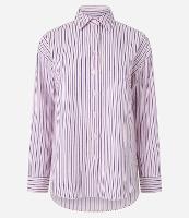 Camisa Oversized em Anarruga Listrada com Fio Tinto - 1