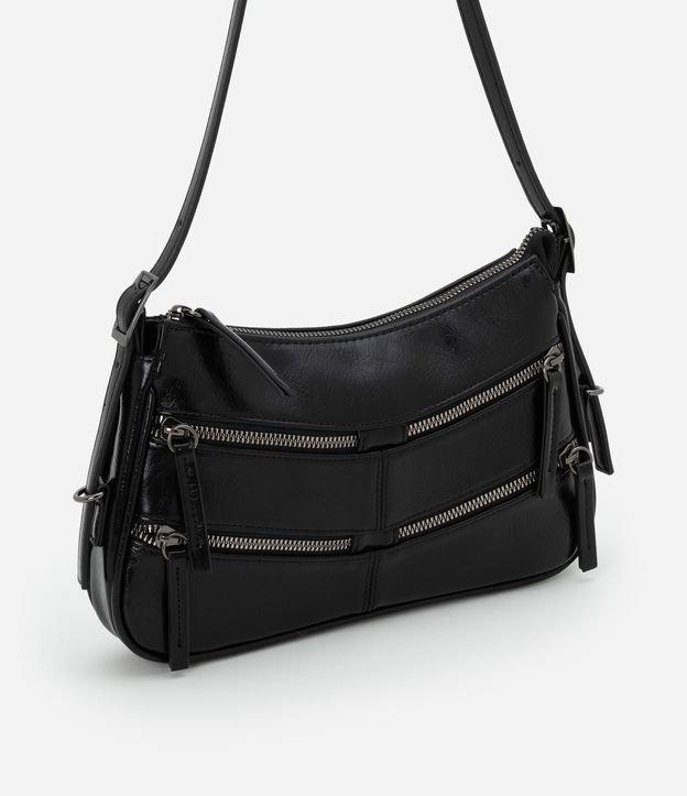 Bolsa Baguete Pequena com Detalhes em Zíperes e Pulleres - 1