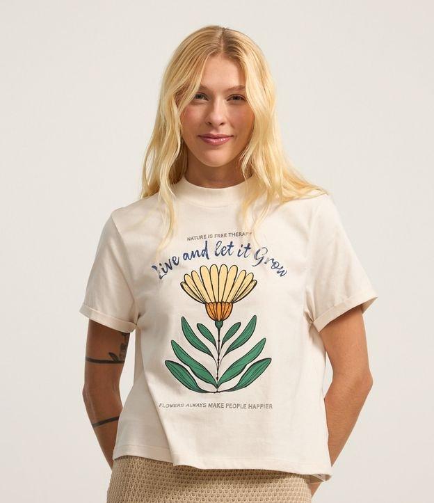Camiseta em Algodão com Estampa Floral - 1