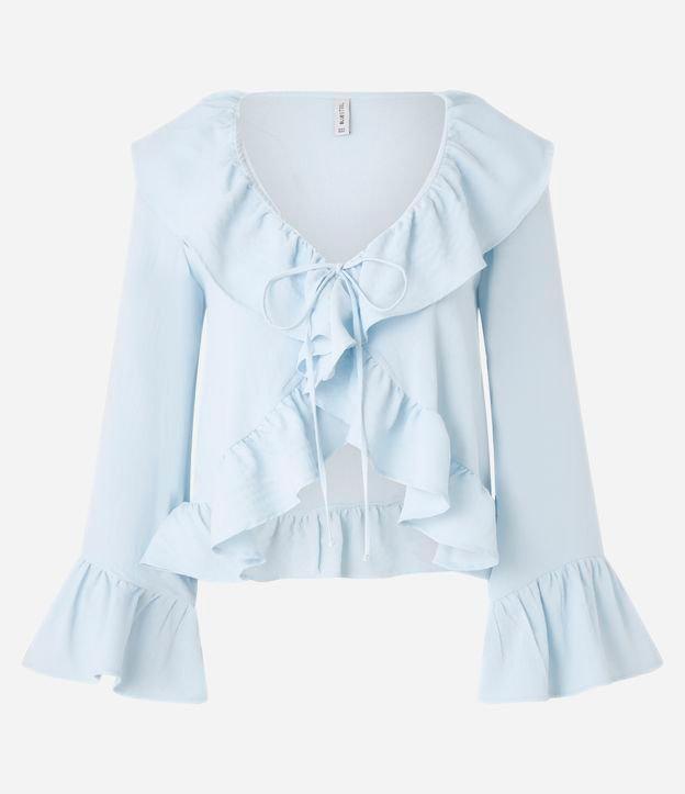 Blusa Bata em Crepe com Babado e Amarração Frontal - 1