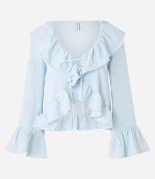 Blusa Bata em Crepe com Babado e Amarração Frontal - 1