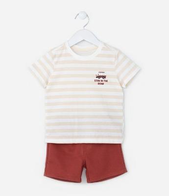 Conjunto Infantil com Estampa Listrada - Tam 1 a 6 Anos