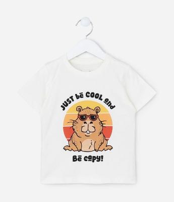 Camiseta Infantil com Estampa Capivara de Óculos - Tam 1 a 6 Anos