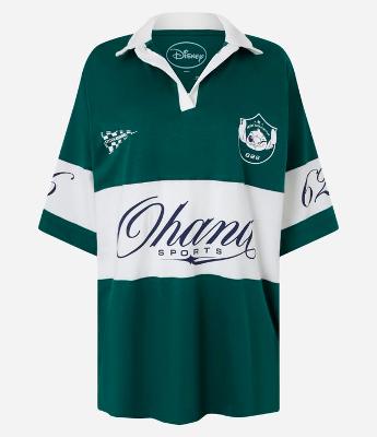 Camiseta Oversized em Algodão com Gola Polo e Estampa Stitch