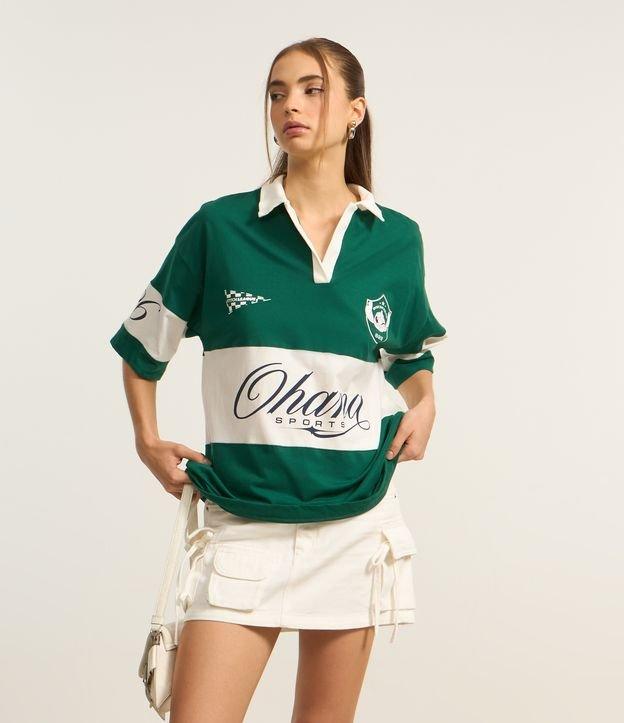 Camiseta Oversized em Algodão com Gola Polo e Estampa Stitch - 2