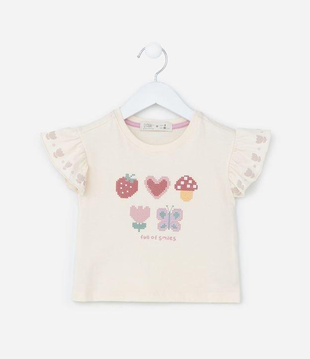 Blusa Infantil com Babadinho e Estampa Ícones Fofos - Tam 1 a 6 Anos - 1