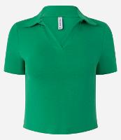 Blusa em Ribana com Gola Polo e Manga Curta - 1