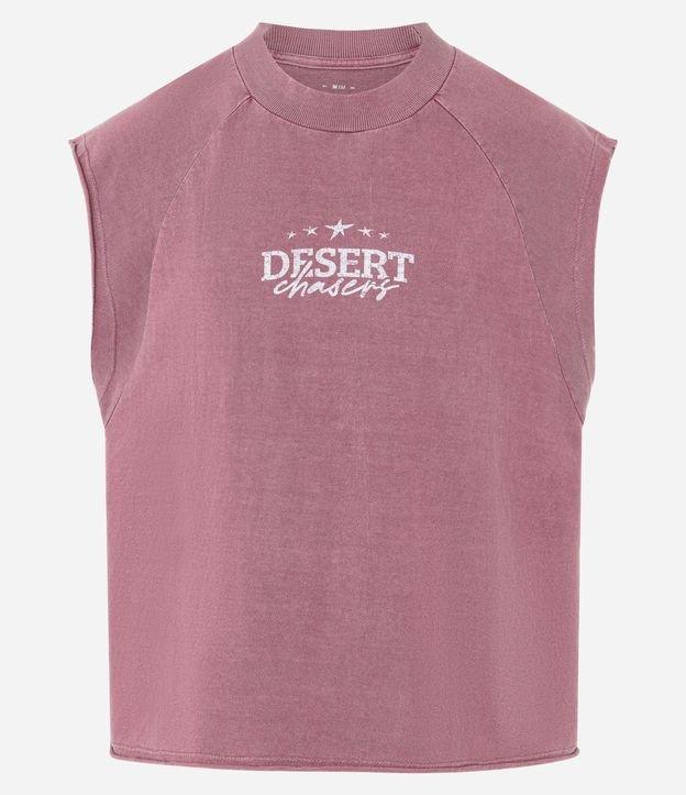 Regata Boxy em Algodão com Barra a Fio e Estampa Lettering - 1