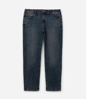 Calça Jeans com Elastano Reta com lavagem