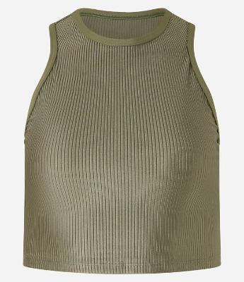 Regata Cropped Esportiva em Microfibra Canelada