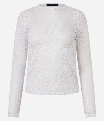 Blusa em Renda com Textura em Formato de Flores