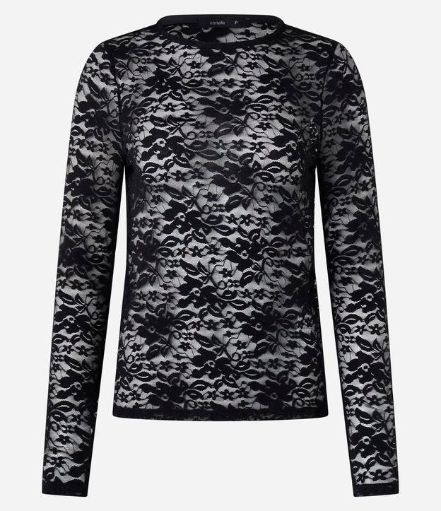 Blusa em Renda com Textura em Formato de Flores - 1