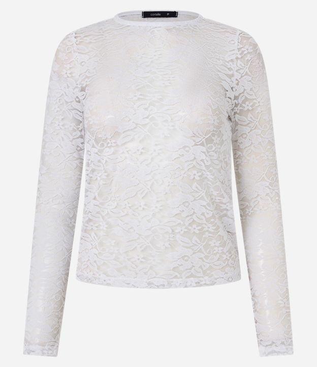 Blusa em Renda com Textura em Formato de Flores - 1