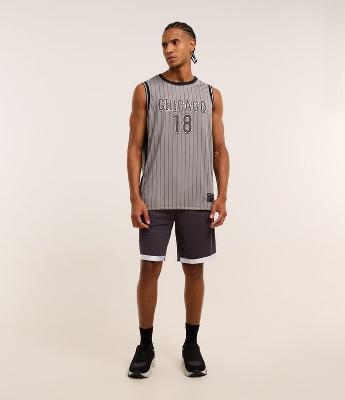 Bermuda Basquete Esportiva em Microfibra com Listras