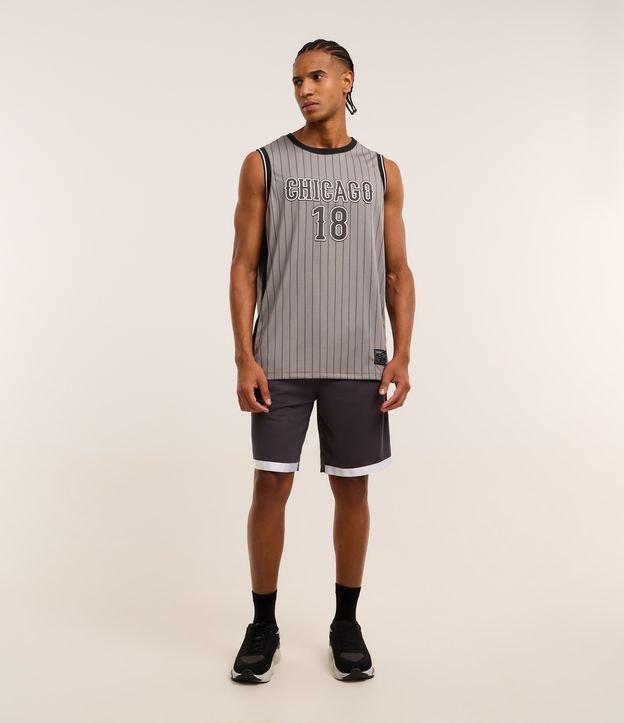 Bermuda Basquete Esportiva em Microfibra com Listras - 1