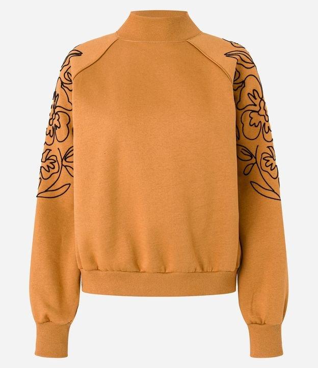 Casaco em Moletom com Cava Raglan e Bordado Floral - 1
