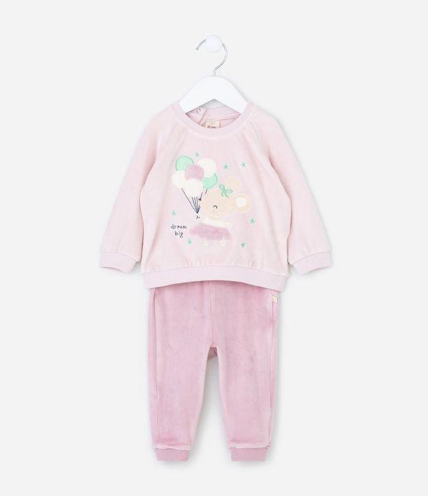 Conjunto Infantil em Plush com Bordado Ratinha - Tam 0 a 18 meses - 1