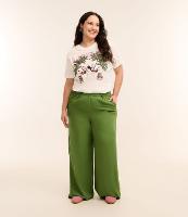 Calça Pantalona em Viscose com Pregas Curve & Plus Size - 1