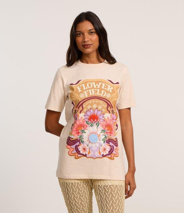Camiseta Alongada em Algodão com Estampa Floral - 3