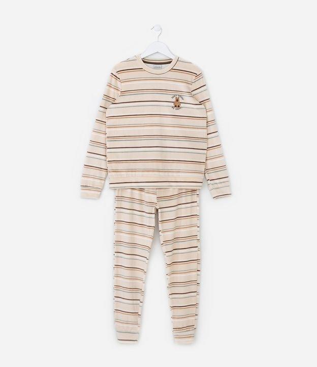 Pijama Infantil em Plush com Bordado Capivara - Tam 5 a 14 Anos - 1
