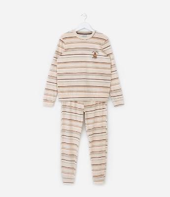 Pijama Infantil em Plush com Bordado Capivara - Tam 5 a 14 Anos