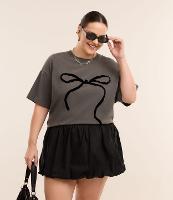 Camiseta T-shirt Estonada com Laço Curve & Plus Size - 1