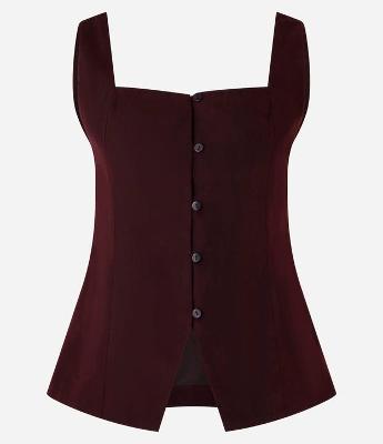 Blusa Colete em Cupro com Botões Frontais