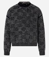 Suéter Boxy em Algodão Estonado em Textura Jacquard e Xadrez - 1