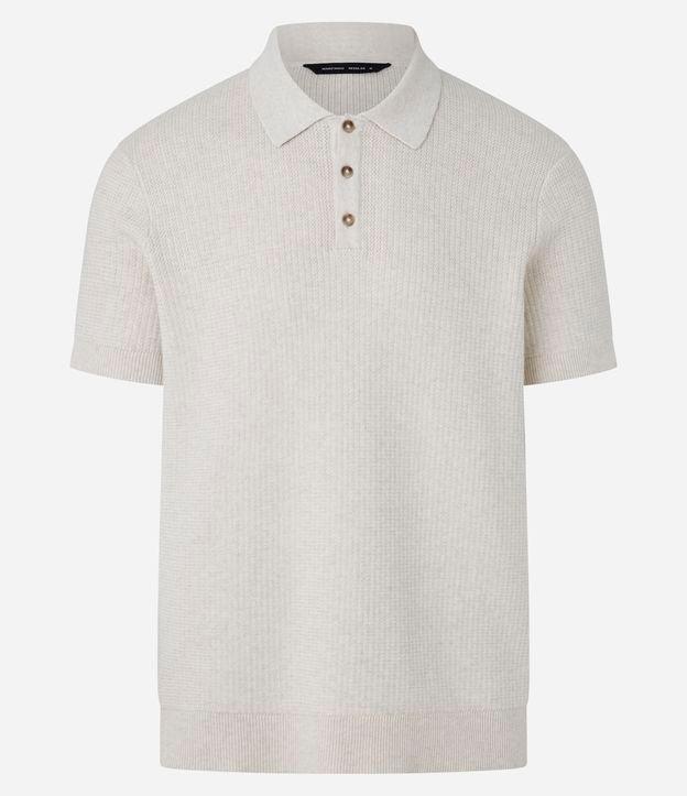 Camisa Polo Regular em Tricô com Botões Contrastantes - 1